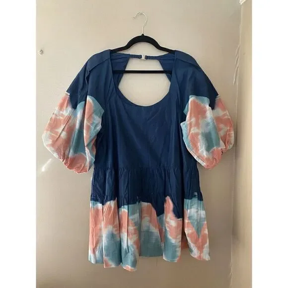 Jonathan Simkhai Standard Midnight Multi Dip Dye Cotton Mini Dress Sz L NWT $375 - Picture 11 of 11